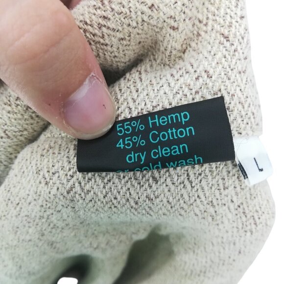 Jackeroos Hemp Cotton Button Front Shirt Jacket Shacket Size L Mens Chevron Camp - Picture 10 of 10